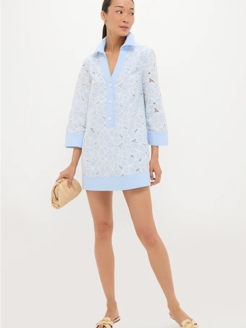 Tuckernuck Pale Blue Lace Tunic Dress